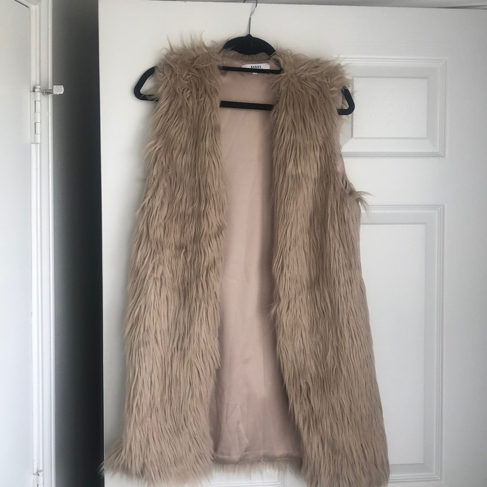 Long faux fur vest